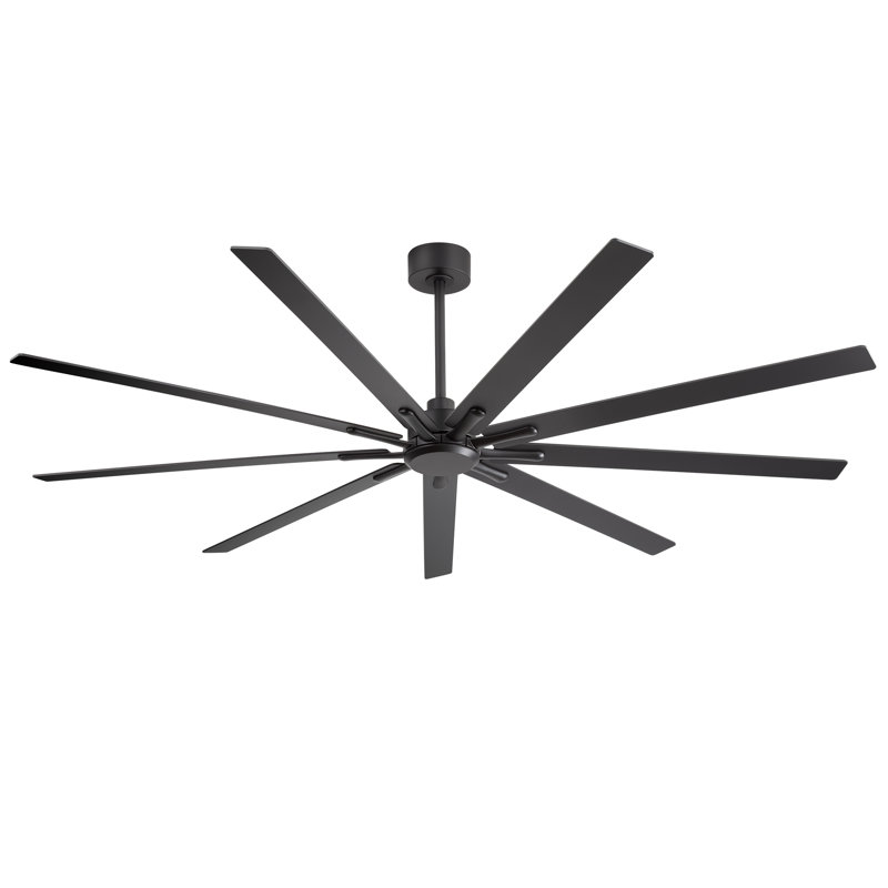 84 Inch Industrial DC Motor Ceiling Fan, Large Ceiling Fan With 8 Reversible Blades, 3 Downrods, 6-Speed Remote Control, Home Or Commercial Ceiling Fans For Porch/Garage/Shop, Black