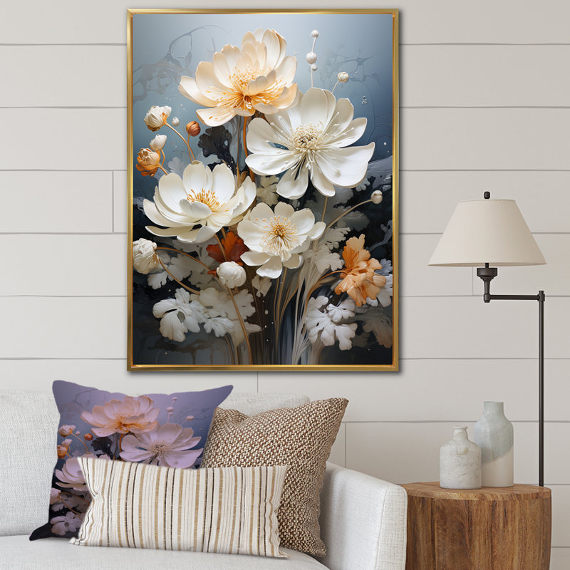 Serenity Blossum Lotus III sur toile, H 32 po x l 24 po x P 1 po, Cadre flottant doré