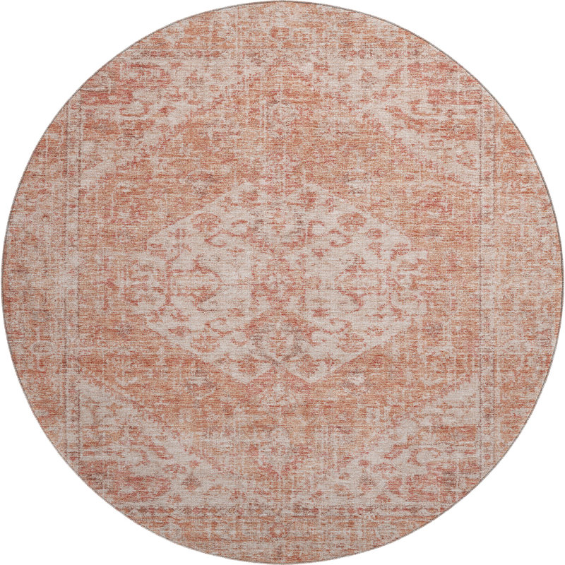 Premium Machine Washable Wayne AMF1104 Global Rug, Round 8'