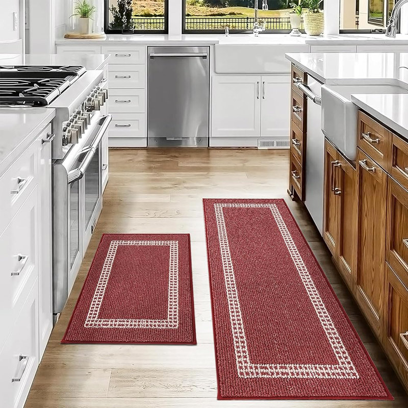 Tapis de cuisine lavable Xamiera, Rouge