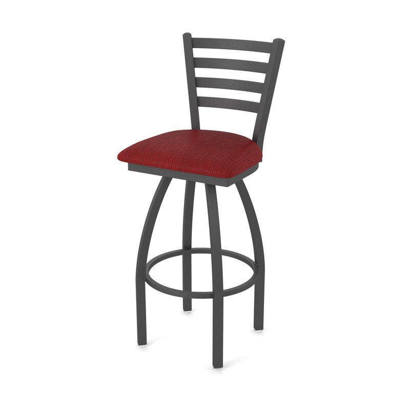 Jackie Swivel Stool, Pewter, Counter Stool (25" Seat Height), Fabric-Graph Ruby