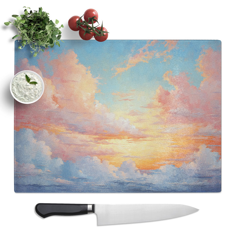 Cloudy Sky Palette Knife  Glass Chopping Board