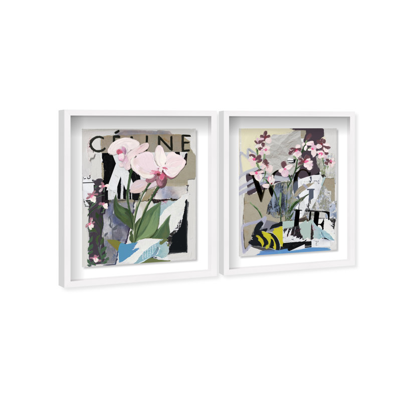 Fine Art Fashion Set Shadowbox Floral & Botanical Print by Oliver Gal, Black Frame, 16 x 20, 37.5"H x 46.5"W, White Shadowbox