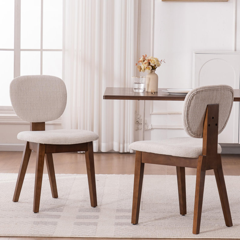 Chaises d'appoint rembourrées avec pieds en bois massif, Brun, Beige