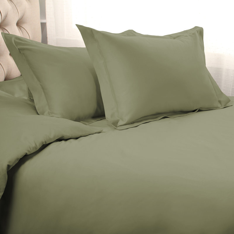 Arling Certified Egyptian Cotton Modern Solid 3 Piece Duvet Cover Set, Ivory, King/California King Duvet Cover + 2 King Shams