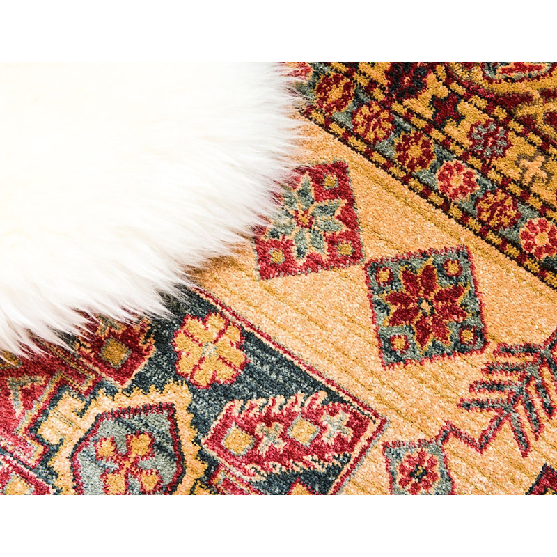 Tapis beige/rouge sud-ouest Lauri, Rond 8 pi