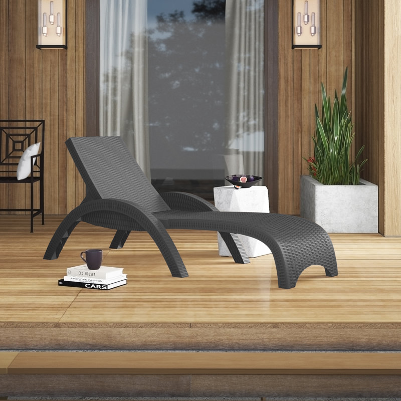 Chaise longue inclinable 74 po Edwin, Gris foncé