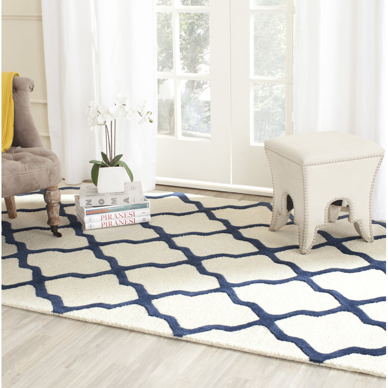 Darbonne Geometric Wool Hand Woven Area Rug, Rectangle 122 x 183 cm