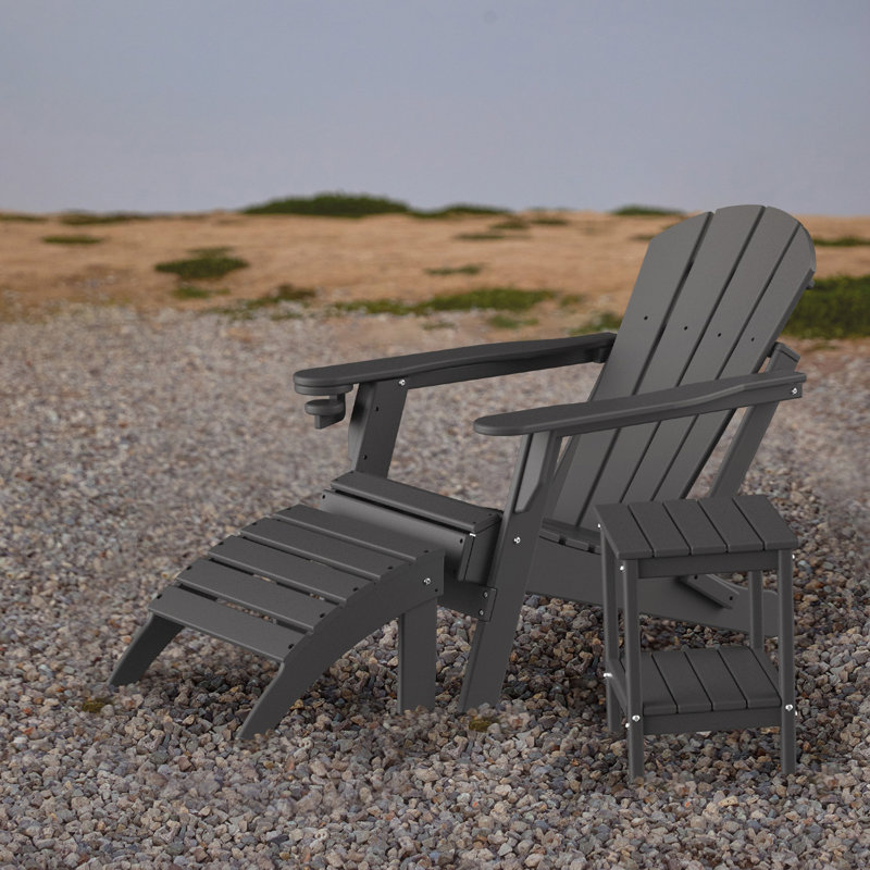 HDPE Outdoor Adirondack Side Table, Gray