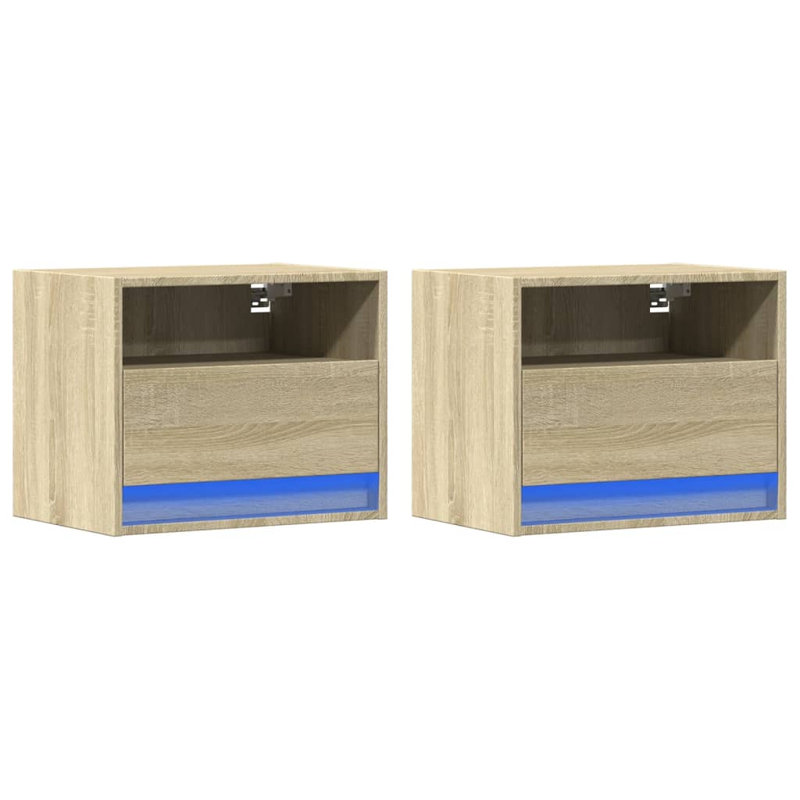 Alcea 50cm W Manufactured Wood Bedside Table, Set of 2, Sonoma Oak