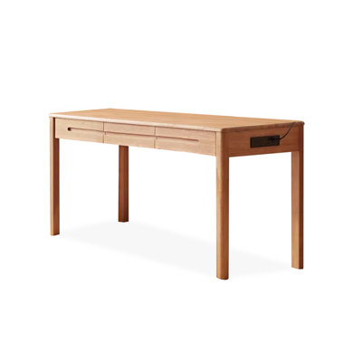 Burlywood Rectangular Solid Wood Writing desk with drawers desk