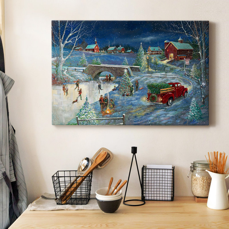 Toile tendue avec châssis Warm Holiday Memories - prête à être accrochée, H 24 po x l 36 po
