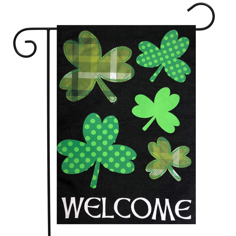 Drapeau de jardin Shamrocks Dobrina, Vert / noir