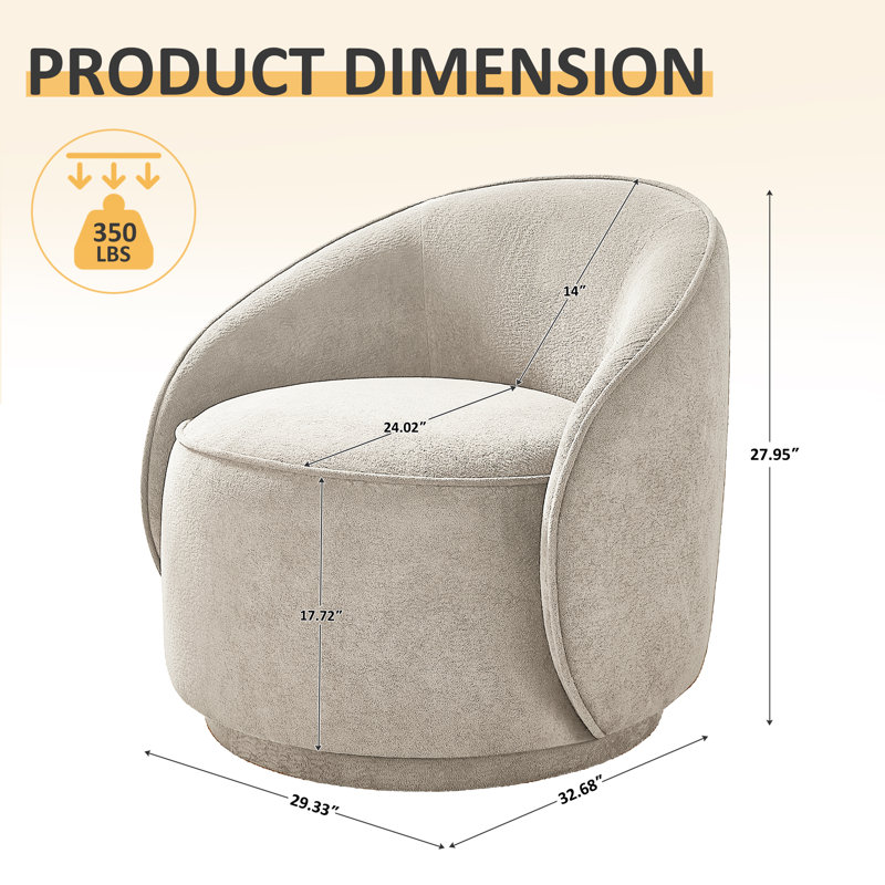 29.33’’ Upholstered Sloped-Arm Swivel Accent Chair, Curry