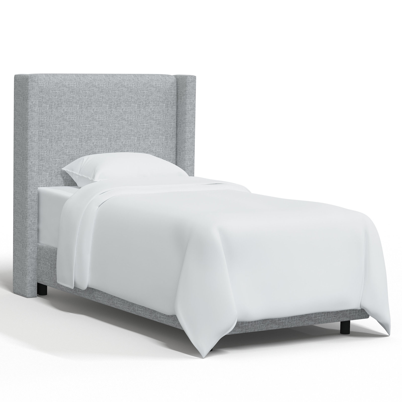 Hanson Upholstered Wingback Bed, Twin, Zuma Pumice Textured Linen