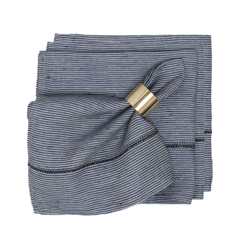 Stitch Linen Square Napkins, Chambray Stripe