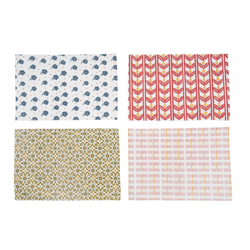 Printed 4 Piece Cotton Napkin Set