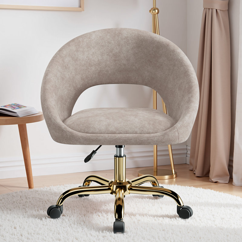 Modern Corduroy Vanity Chair, Gold, Khaki