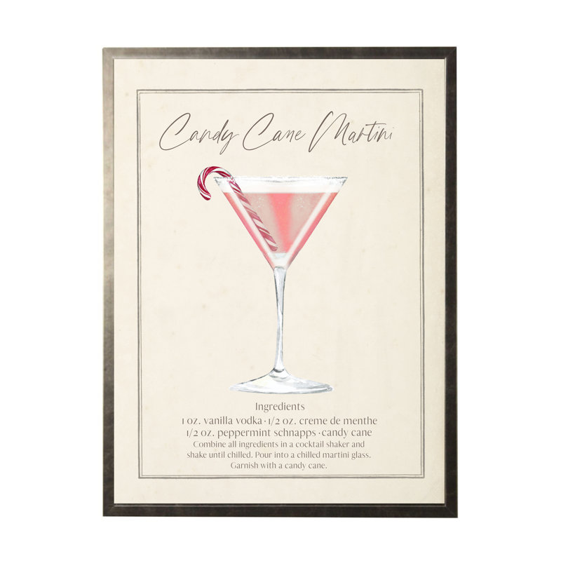 Aquarelle, bonbon, canne, martini, cocktail et recette
