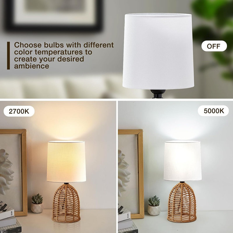 Ensemble de lampes en rotin de style bohème de 2 à 13,75 po