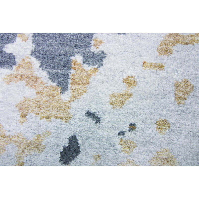 Tapis cuivre / bleu / blanc noué à la main de haute qualité, Rectangle 9 pi x 12 pi