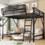 Lit mezzanine en métal peu encombrant avec rangement, conception moderne pour la maison