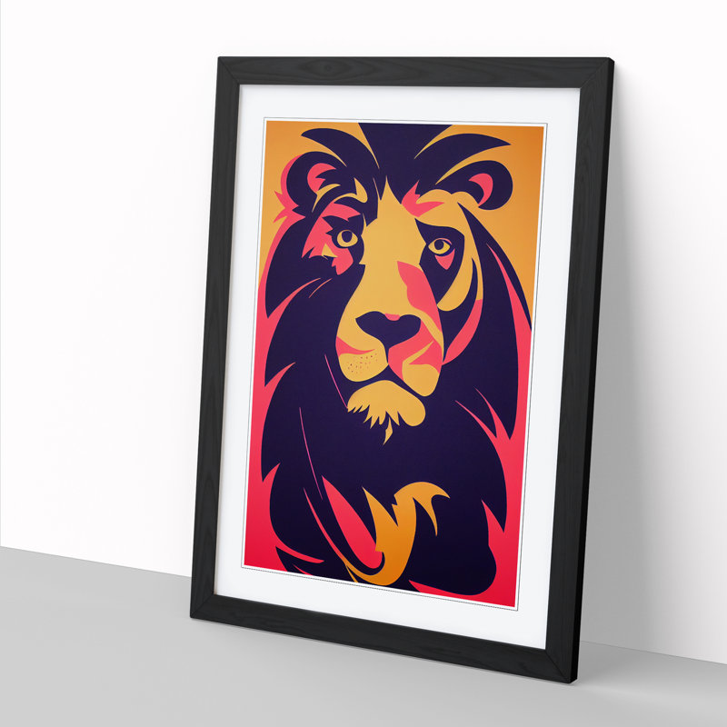 Lion Abstract Vol.3 - Picture Frame Print, 46cm H x 34cm W x 2cm D, Walnut