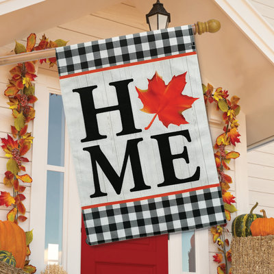 Fall Home Burlap House Flag