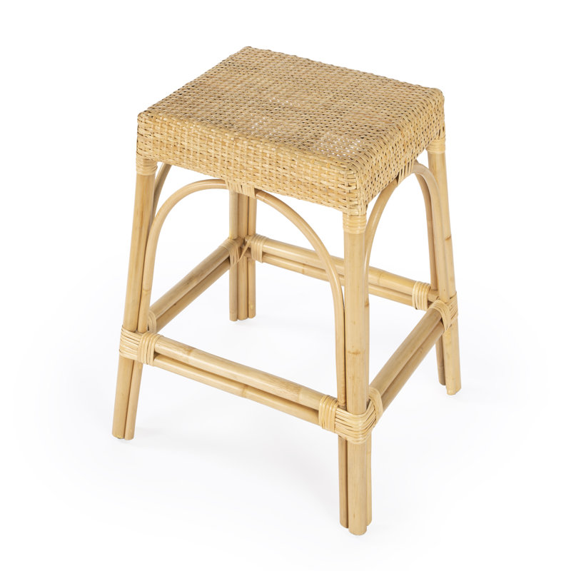 Tabouret de comptoir / de bar Lennart, Tabouret de bar (siège d'une hauteur de 30 po), Naturel / cadre en rotin naturel