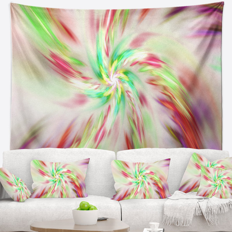 Tapisserie abstraite multicolore spirale abstraite, H 78 po x l 92 po