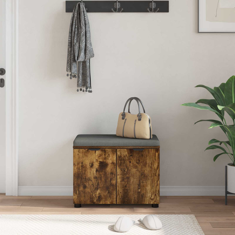 Storage Bench, 46cm H x 60cm W x 38cm D, Smoked Oak
