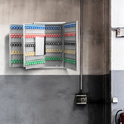 Armoire murale réglable à 300 clés avec serrure - Étiquettes colorées fabriquées en acier pour un rangement pratique Gris divers acheteurs à utilisation organisée