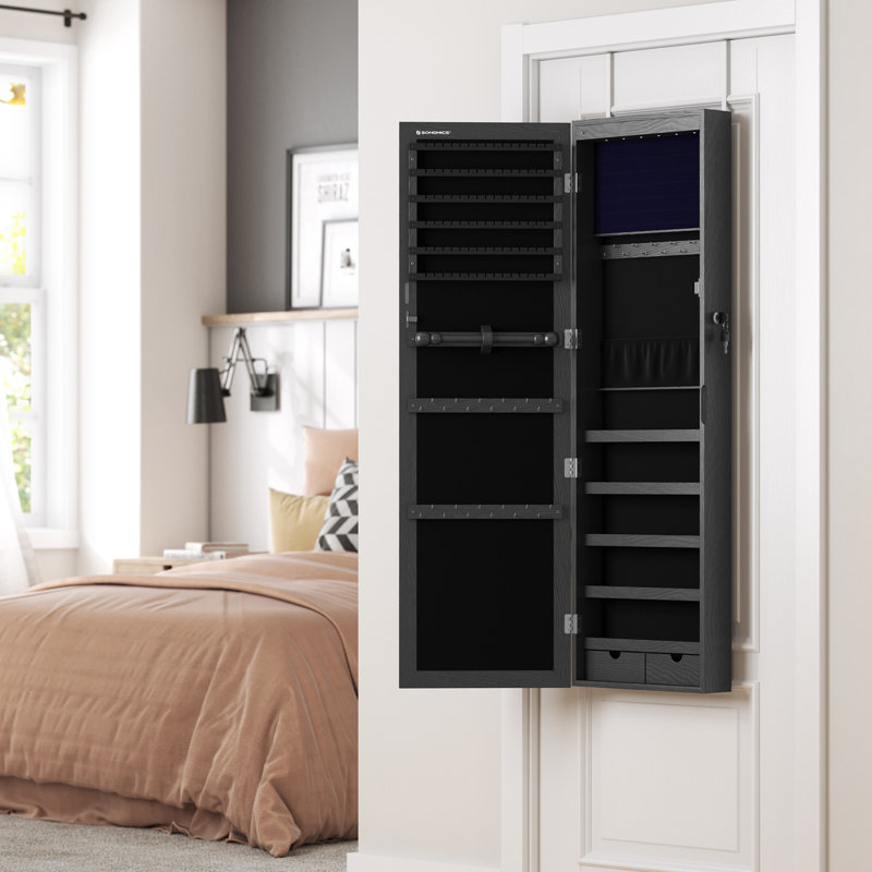 Askins 14.6'' Wide Over-the-Door Jewelry Armoire, Black