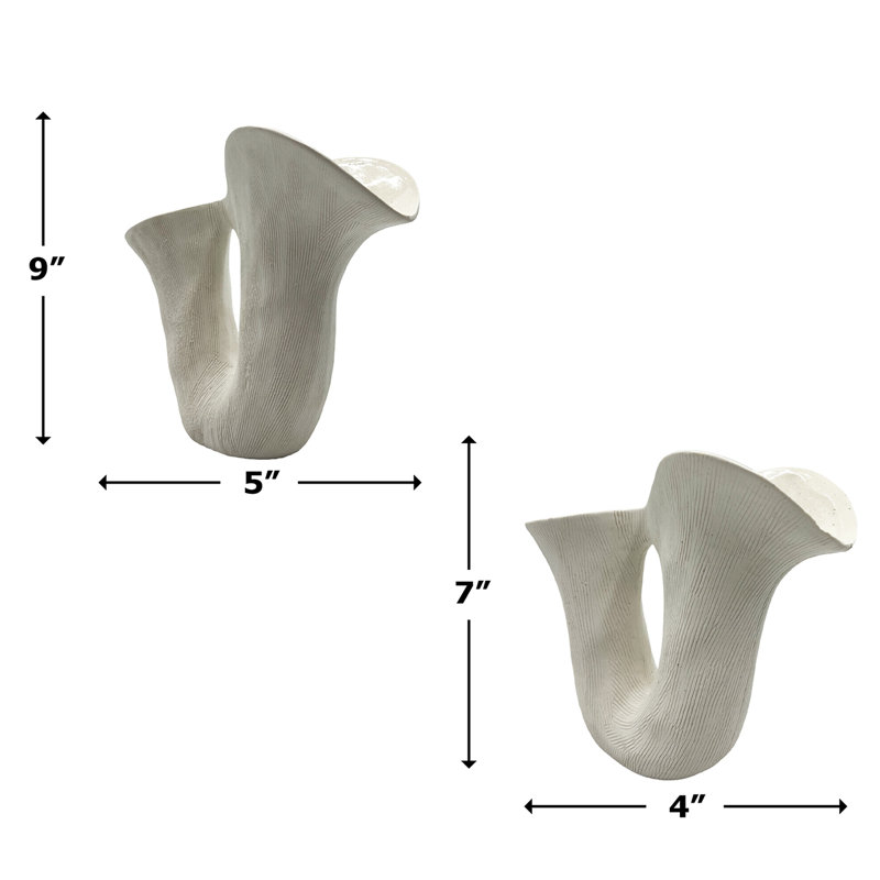 Vase de table en céramique fabriqué à la main Ronneshia, Blanc, H 7 po x l 9 po x P 4 po