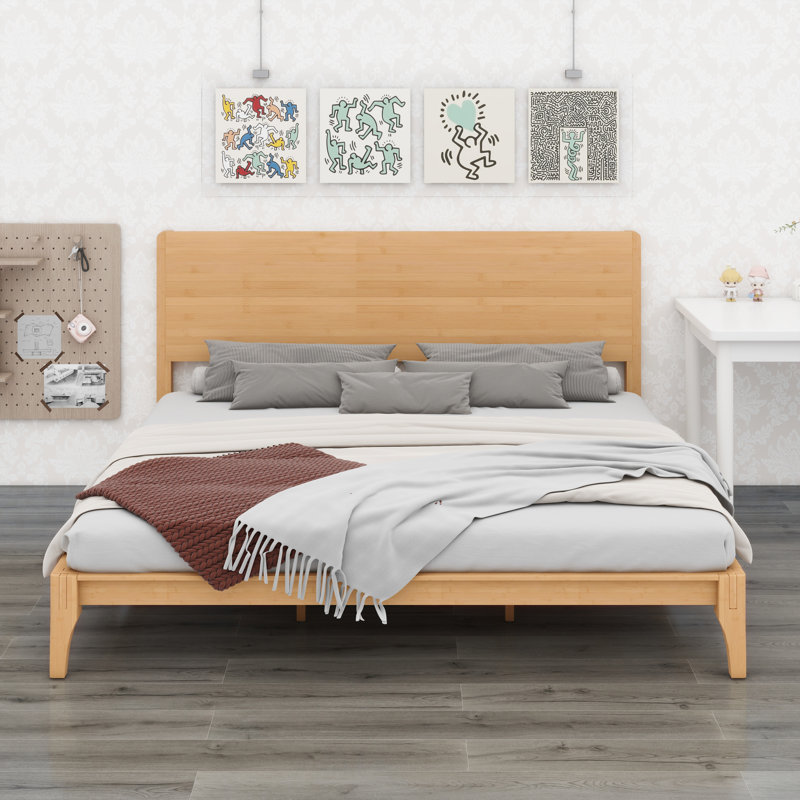 Lit plateforme en bois de bambou, Naturel
