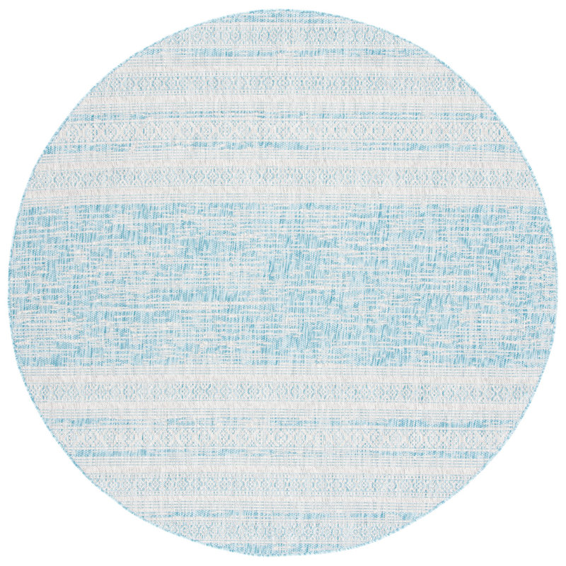 Amarien Performance Striped Indoor/Outdoor Area Rug, Round 6'7"