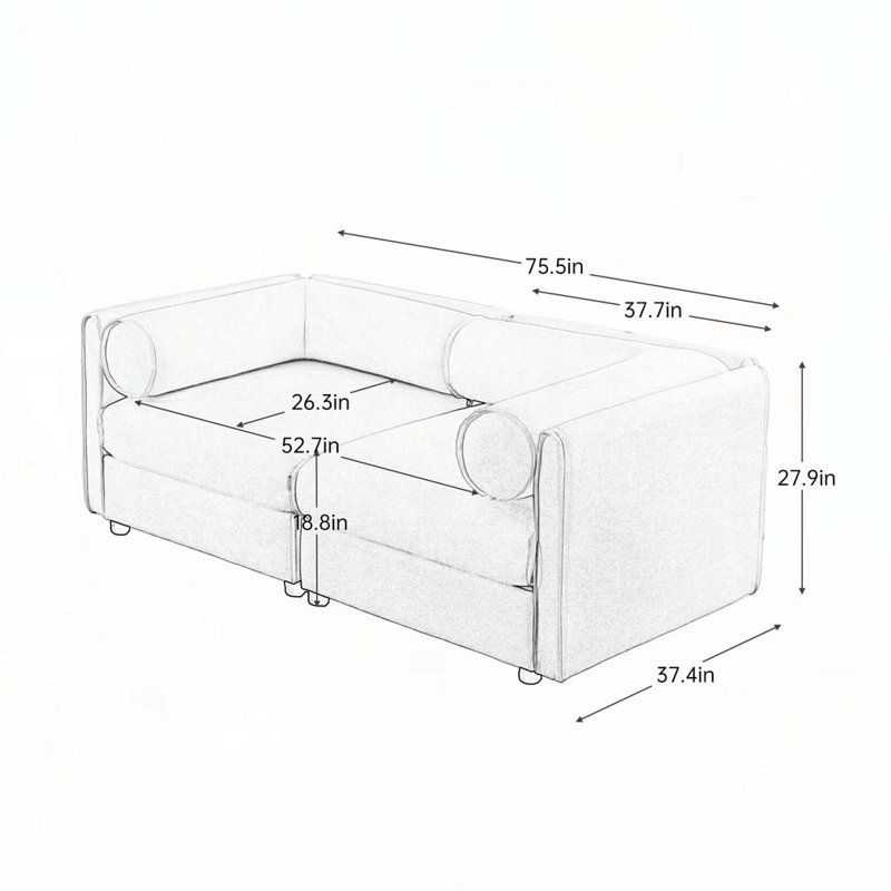 Canapé en chenille, H 27,9 po x l 75,5 po x P 37,4 po, 2, Vert