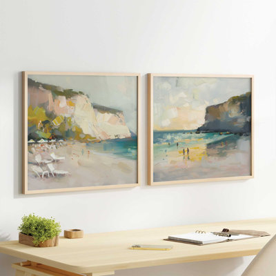 Ensemble de 2 pièces de sonate marine encadrée sur papier par Azure Artisanal Studio