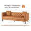 3 Seater Sofa With Tufted Back, Grain Leather Couch With Feather, Vintage Faux Leather
