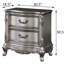 Table de chevet de la chambre à coucher 2 en gris antique avec espace de rangement doublé de feutre platine