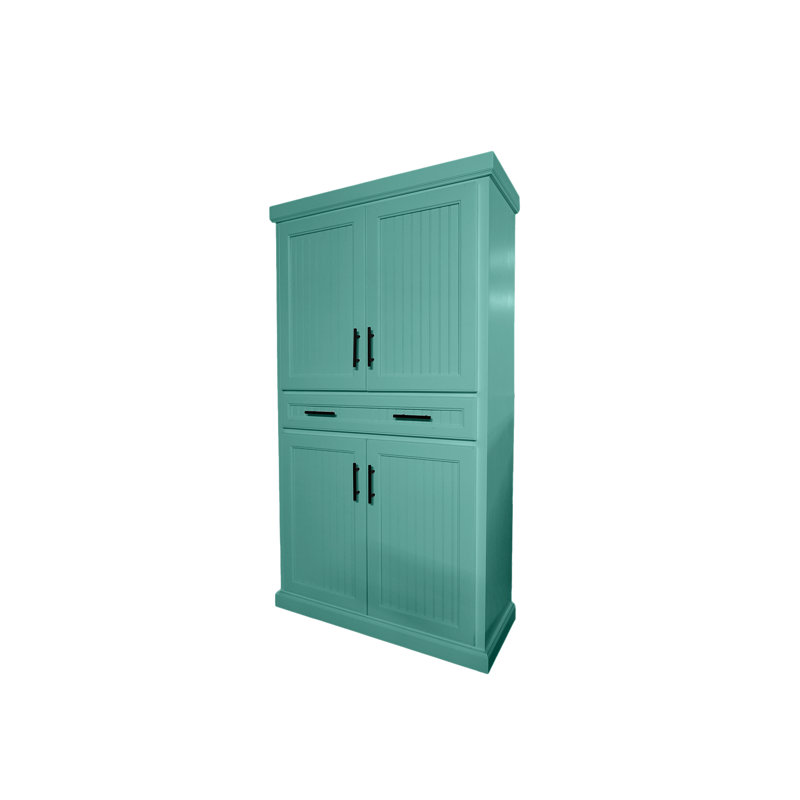 Garde-manger en bois massif avec tiroir Coastal, Fiesta turquoise