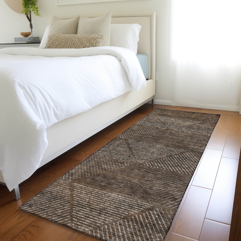 Tapis intérieur / extérieur en polyester tissé à la machine Malchow, Tapis de couloir 2 pi 3 po x 7 pi 6 po