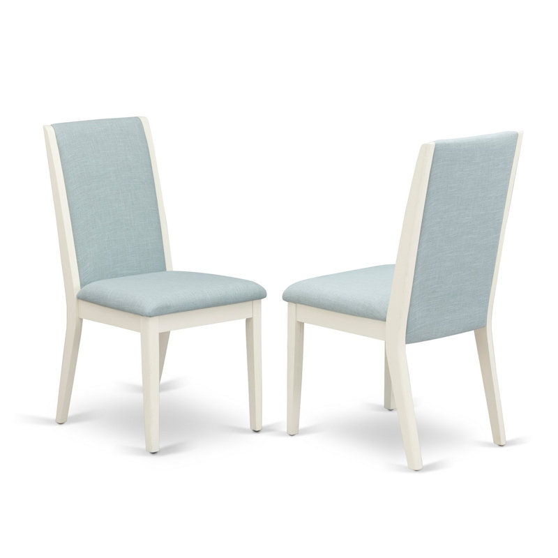 Lancy Parson Kitchen Chairs - Baby Blue Linen Fabric set of 2 Upholstered Dining Chairs, Baby Blue, Wirebrushed Linen White
