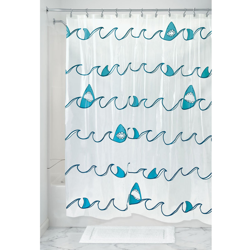 Rideau de douche PEVA iDesign Shark, 72 po x 72 po, blanc et bleu