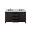 Meuble-lavabo double brun 60 po X P 22 po D, ensemble de comptoir et robinet en quartz blanc-117970952