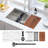 30'' L Undermount Single Bowl Stainless Steel Kitchen Sink with Drain, Colander, Cutting Board, Strainer, Grid, Dish-Drying Rack and Utensil Drying Rack