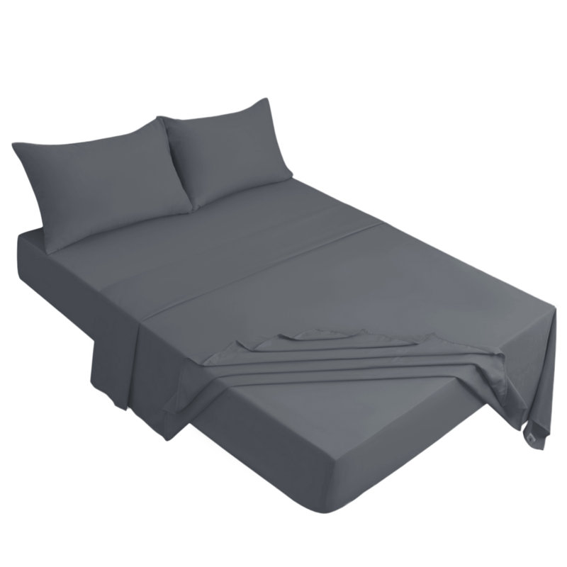 Meliah Microfibre Brushed Fitted Bed Sheet, Charcoal, Kingsize (5')