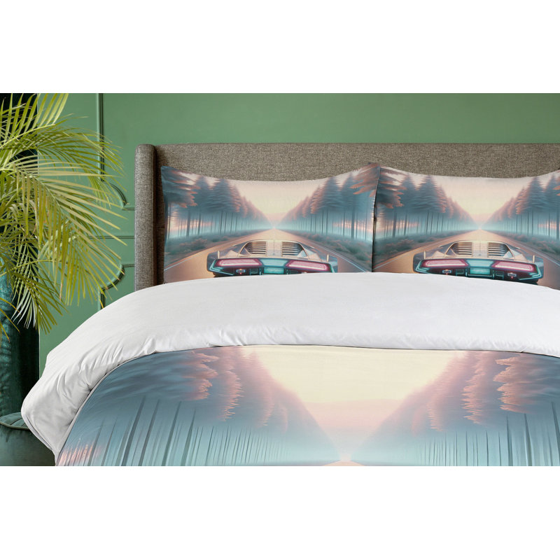 Retrowave Duvet Cover, King Duvet Cover + 2 Standard Shams