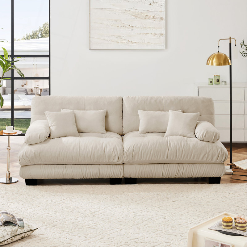 Stoughton Modern 2-Seater Chenille Upholstered Sofa, Light Coffee