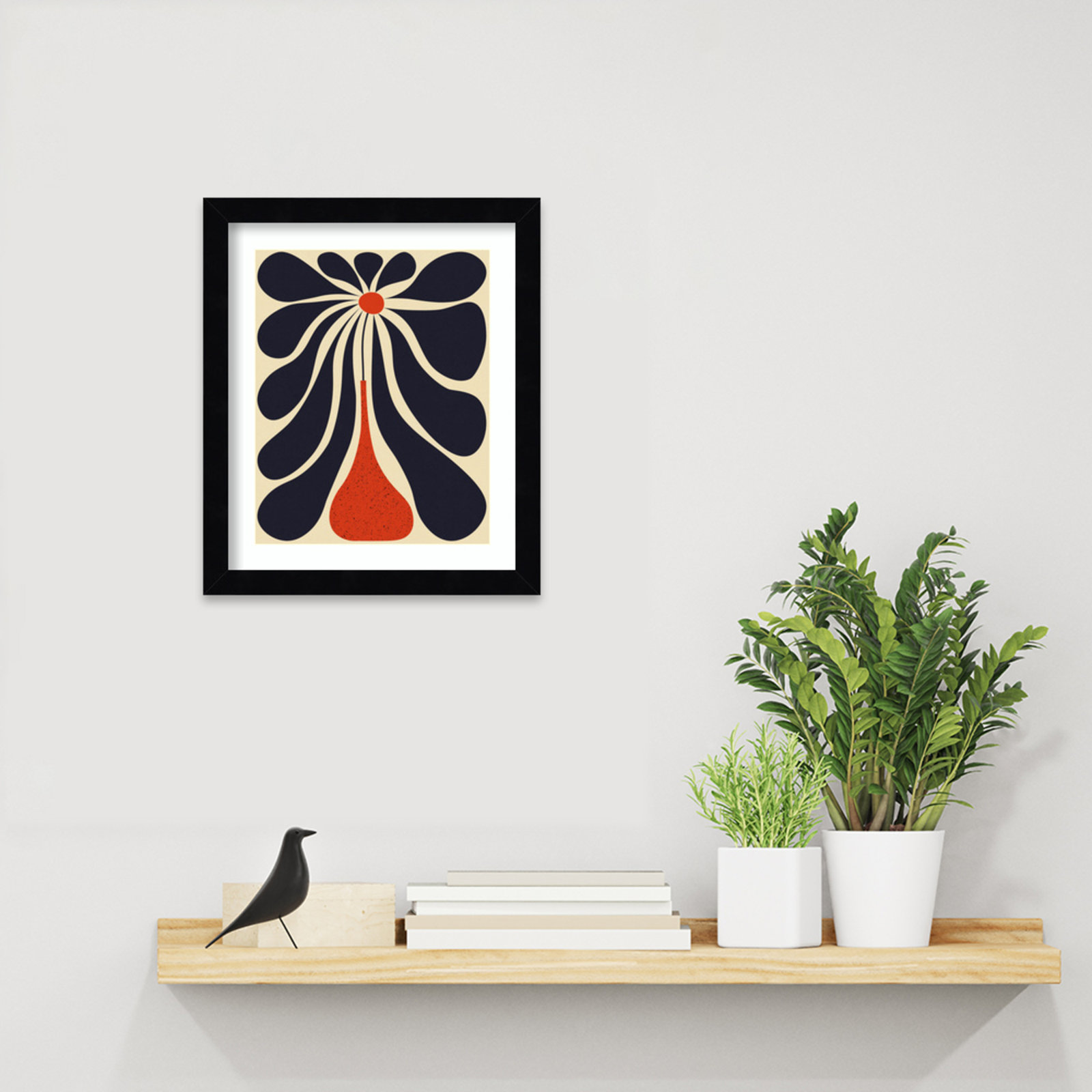 Lazy Flower Print by Alisa Galitsyna, 13" H x 11" W, Black Framed